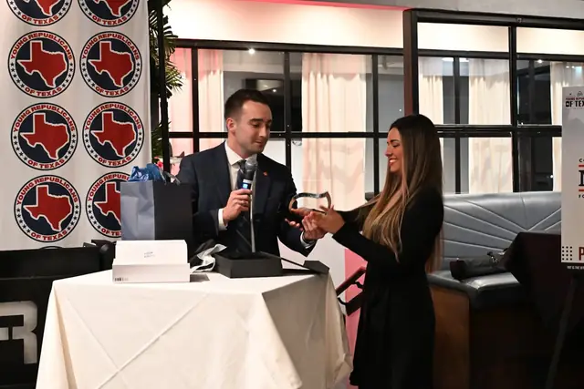 A YRT member receiving a chapter award